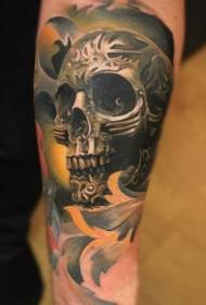 Arm realistic color decorative human skull tattoo pattern