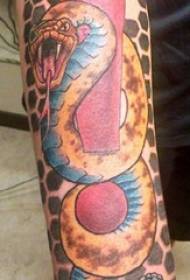 Orm och blommatatuering mönster pojke rå arm på orm och blomma tatuering bild