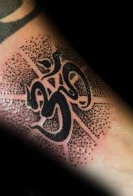 小臂点刺风格黑色印度教字符纹身图案