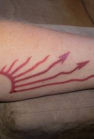 Arm red waving arrow tattoo pattern
