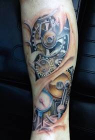 Model de tatuaj mecanic de culoare realistă a brațului