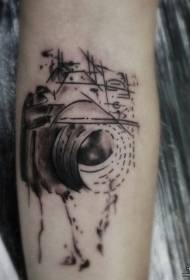 Small arm ink camera black gray tattoo pattern