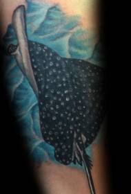 Arm kleur swemstraal tatoeëerpatroon  108320 @ Arm klein snaakse swart sneeuman man skateboard tattoo patroon