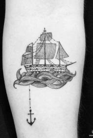 Small arm small fresh sailing ship anchor line tattoo pattern