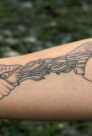 Χέρι άχρωμο στρογγυλό βιολογικό μέδουσες τατουάζ μοτίβο