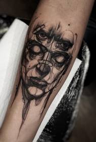 arm black bandage with mysterious mask tattoo pattern