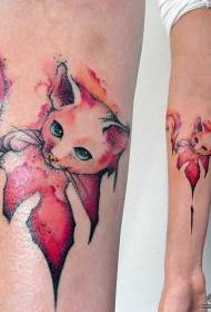Kis kar splash tinta macska színű európai és amerikai tetoválás minta