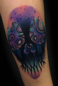 Arm new style colorful mysterious tree and ornament tattoo