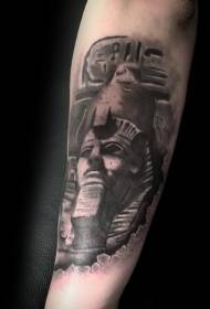 Arm realistic stone carving style Egyptian sphinx tattoo