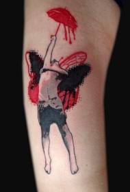 Man tattoo with arms and wings