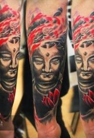 Aarm Faarf, wéi Buddha Statue Tattoo Muster