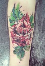 Малък цвят на ръката роза пръскам мастило татуировка модел