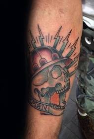 Arm illustration style color forward skull tattoo pattern