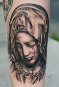 Arm religiously realistic woman bleeding portrait tattoo pattern