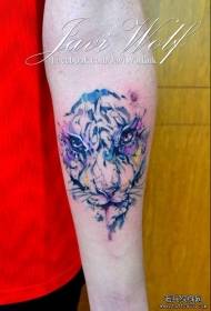 Pola panangan warna leutik percikan tato macan