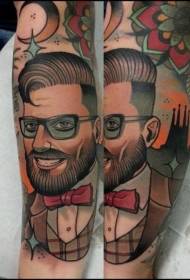 Braço novo estilo colorido óculos homens tatuagem padrão