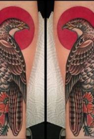 Arm arm, european school, eagle, sun tattoo pattern
