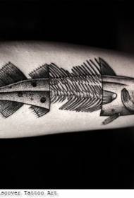 Brazo gris hueso elemento pescado tatuaje patrón