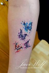 joli motif coloré de tatouage de bras de papillon volant coloré