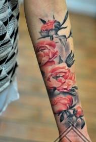 Arm realistic color various floral tattoo patterns