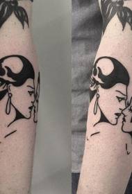 malý Arm černý pár líbání a lízání tetování vzor