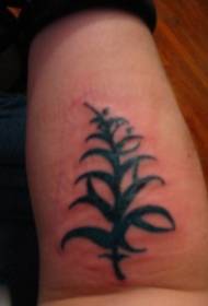 Arm black thick leaf plant tattoo pattern