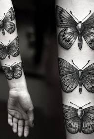 bras beau motif de tatouage papillon style gravure