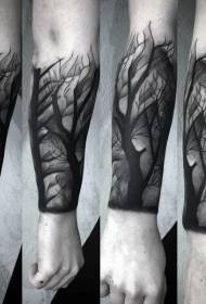 puomi kaiverrus tyyli tumma metsä tatuointi malli