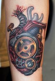 Amazing color mechanical heart tattoo pattern