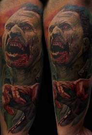 Arm horror style painted monster face tattoo pattern