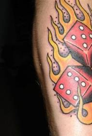 Arm colored burning domino tattoo pattern