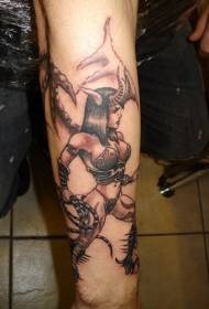 I-Arm brown brutal woman tattoo iphethini