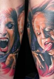 Arm realistic style colorful vampire woman tattoo