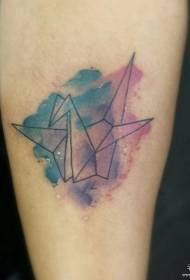 Small arm splashing paper crane tattoo pattern