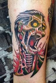 Kolor ramienia w starym stylu szkolnym krwawy szkielet szkieletu zombie