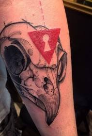 Arm new style colorful bird skull tattoo pattern