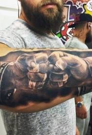 Arm amazing realistic style fighter fist tattoo