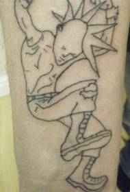 Arm simple punk rock character tattoo pattern