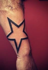 Male arm simple black five-pointed star tattoo pattern