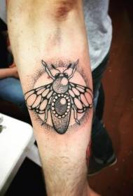 arm black dot Thorn style bee with jewel tattoo pattern