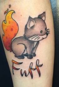Little cute cartoon little fox with letter tattoo pattern
