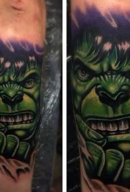 Kar színű kis képregény stílusú dühös Hulk tetoválás