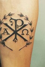 Patró de tatuatge de lletra Chi Rho de braç de Crist