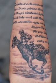 Arm incredible rider with letter tattoo
