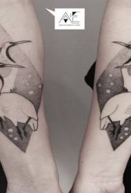 ruoko Spun dhiza dema geometric crane tattoo pateni