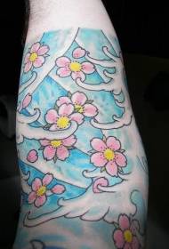 手臂顏色美麗的花朵紋身圖案