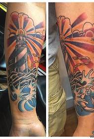 Armband Europa und Amerika Schule Leuchtturm Welle gemalt Tattoo-Muster