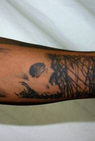 Brazo masculino personalidad negra selva tatuaje patrón