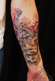 Рука кольорова фарба кольором татуювання Wildflower татуювання
