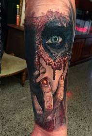 Arm bloody horror style face tattoo pattern